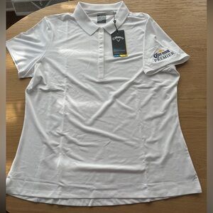 Callaway Women’s Opti-Dri White Fitted Top Golf Polo T-Shirt Size XL NWT